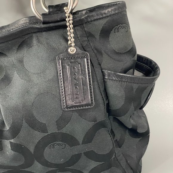 Exquisite Rare Coach # 13232P Pilot Parker Op Art Riley Bag, Black - Picture 3 of 16